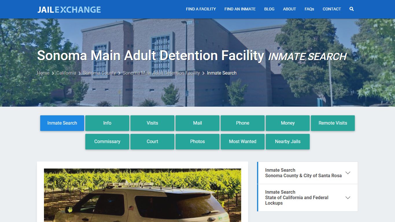 Sonoma Main Adult Detention Facility Inmate Search